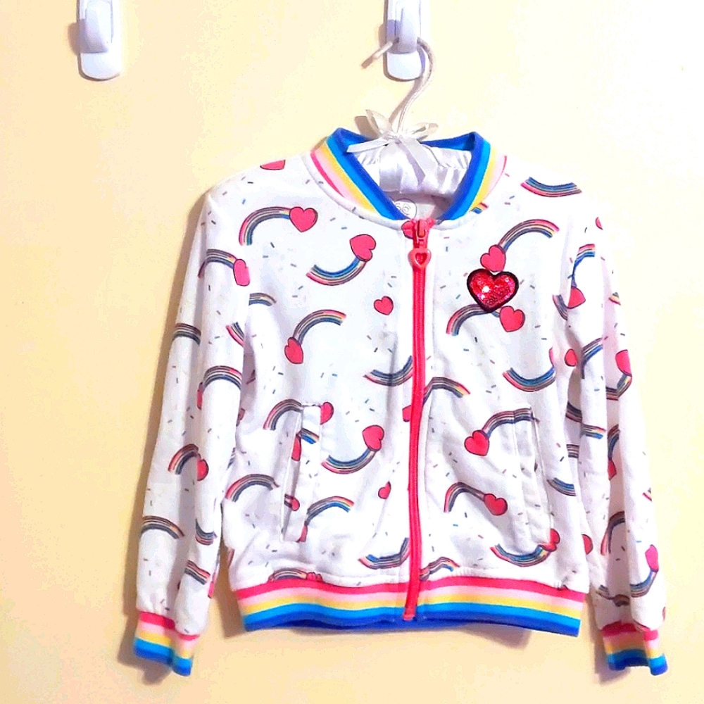 Kids Rainbow heart zipper sweatshirt